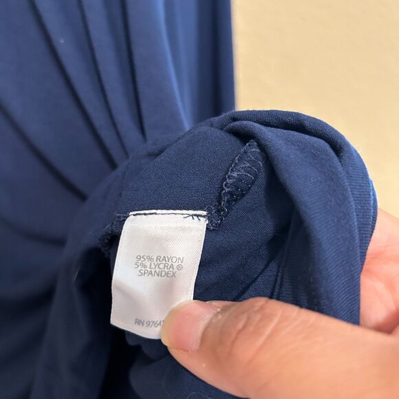 J. Jill Wearever Jersey Knit Cowl Neck Tunic Top Womens Large Navy Blue Stretch - Picture 7 of 7